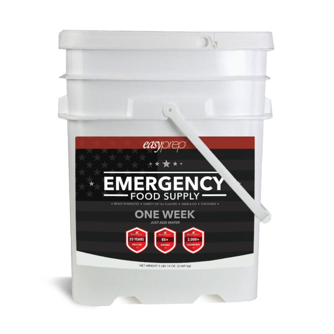 Emergency 1 week supply freeze dried food storage bucket